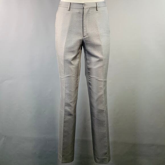 CALVIN KLEIN COLLECTION Size 38 Grey Textured Cotton Blend Peak Lapel Suit - Picture 5 of 16